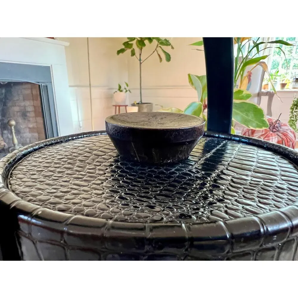Vitnage Insulated Ice Bucket with Lid & Handle, Textured Reptile Black Barware